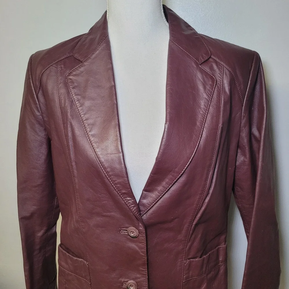 Wilsons‎ Leather Jacket Maroon Burgundy Wine Womens 14 Vintage
